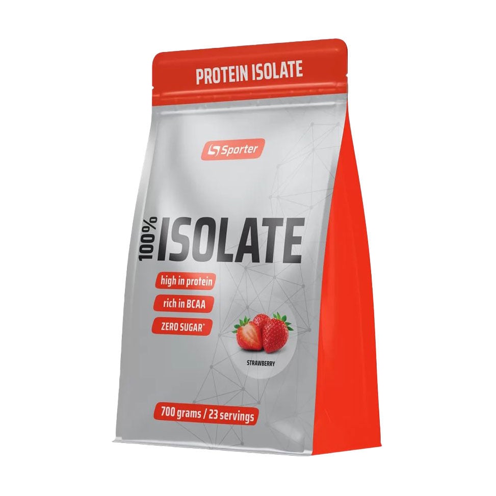 Ізолят сироваткового протеїну Sporter 100% Isolate Полуниця, в порошку, 700 г