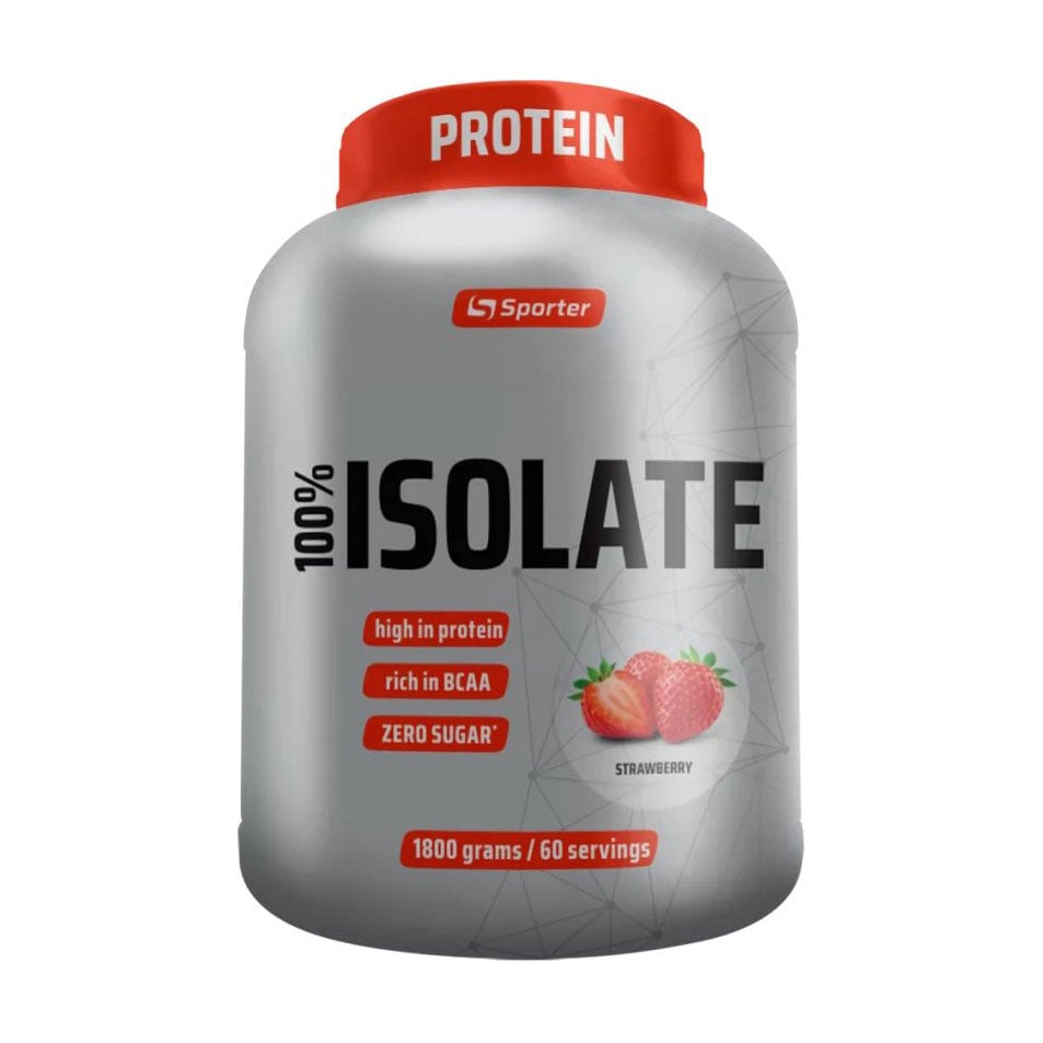 Ізолят сироваткового протеїну Sporter 100% Isolate Полуниця, в порошку, 1.8 кг